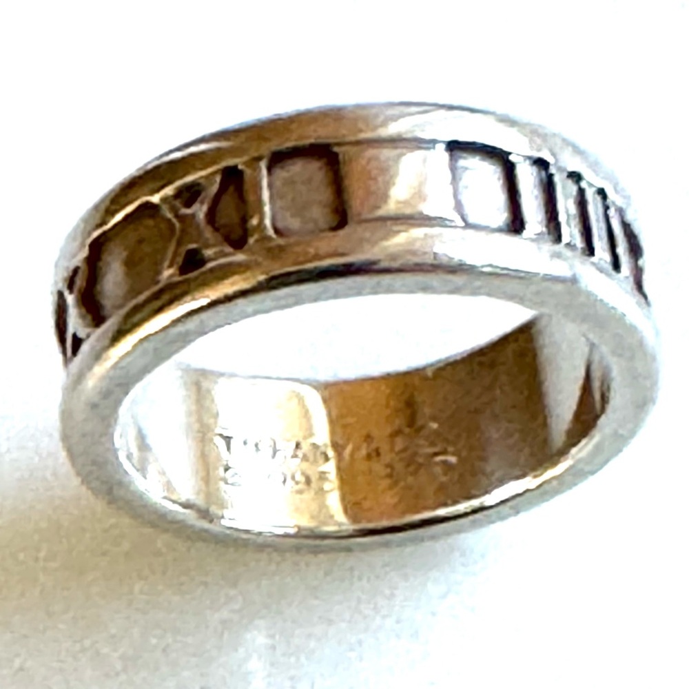 TIFFANY & CO. Atlas Ring Sterling Silver 925 Roman Numeral Band Size 4.5 Vintage